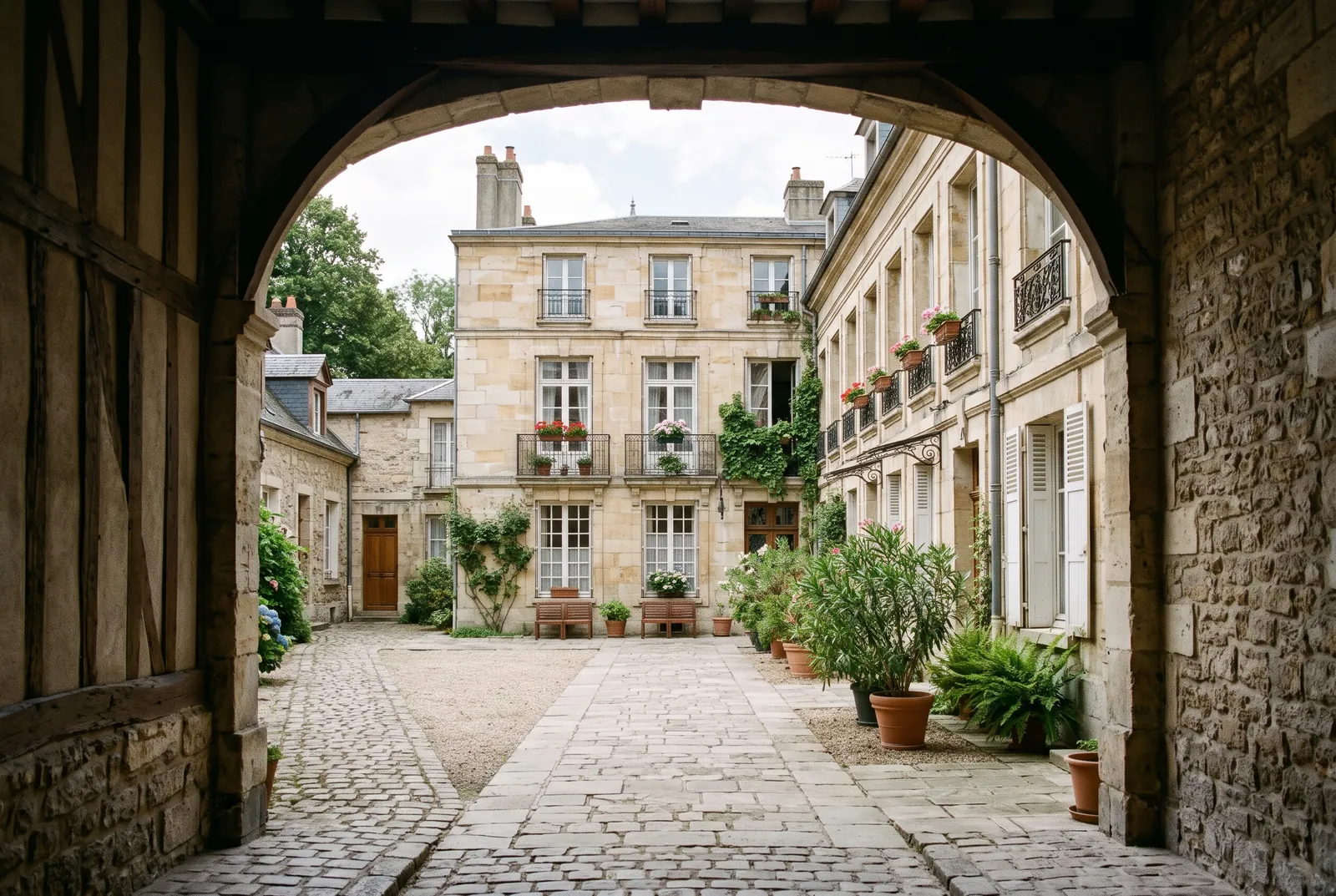 Cour intérieure d'un immeuble à Compiègne
